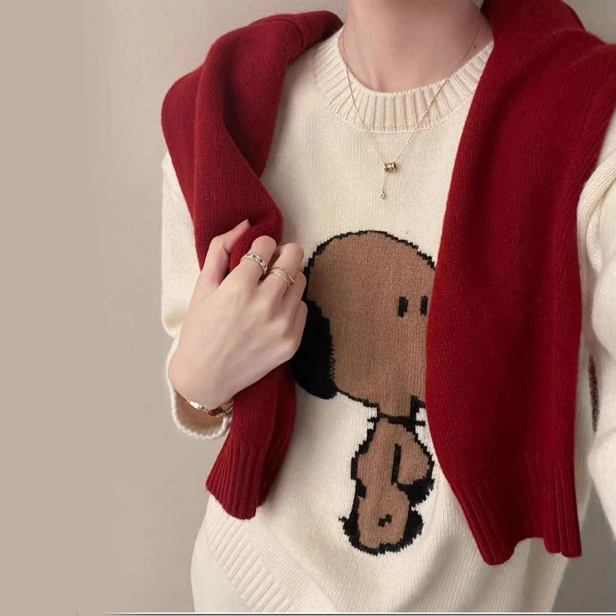 2024 Spring new arrival Ladies crew neck long sleeve sweater oversize cartoon dog sweater jumper