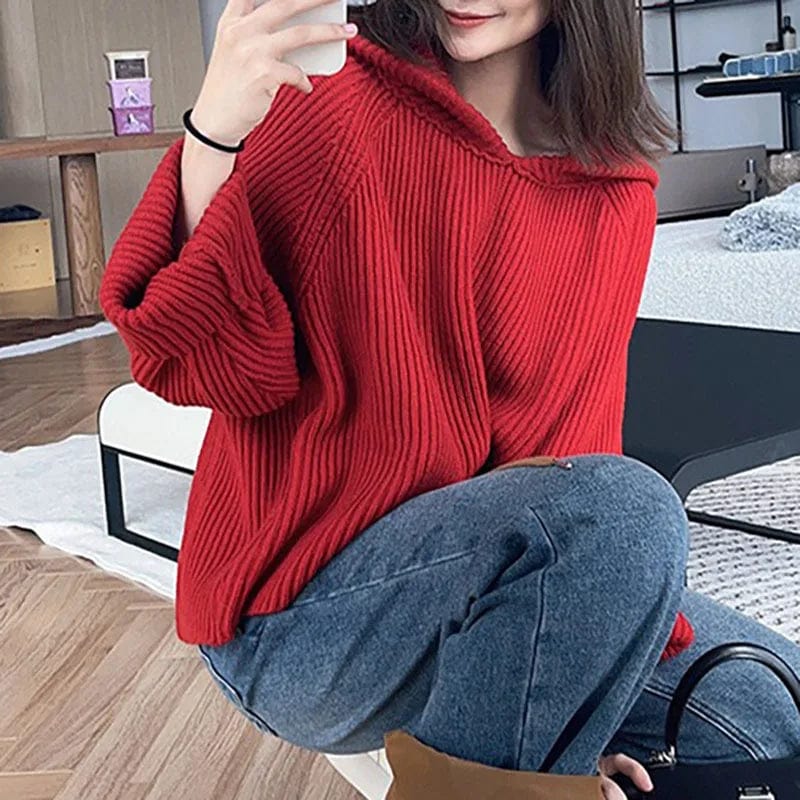 2024 Spring New arrival Ladies  long sleeve cable knit oversize turn-down collar women sweater jumper