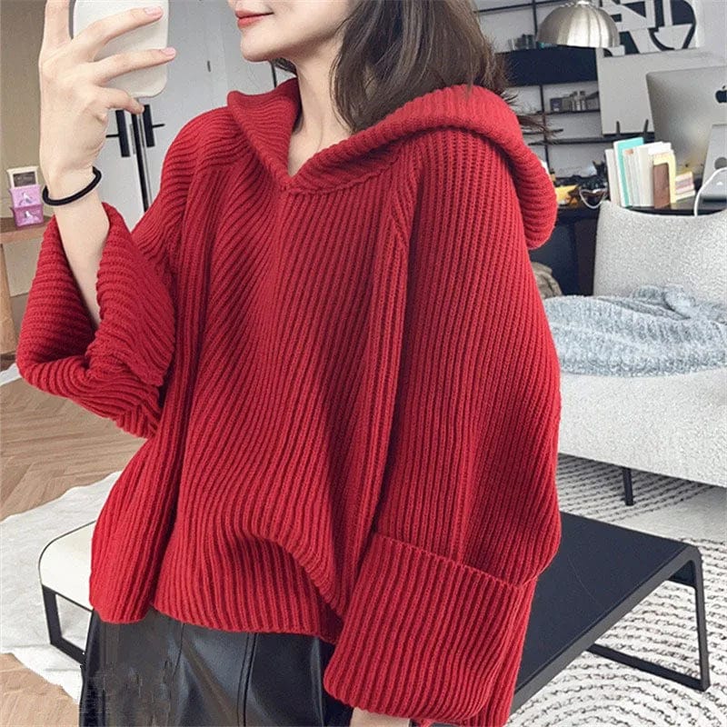 2024 Spring New arrival Ladies  long sleeve cable knit oversize turn-down collar women sweater jumper
