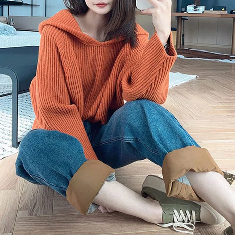 2024 Spring New arrival Ladies  long sleeve cable knit oversize turn-down collar women sweater jumper