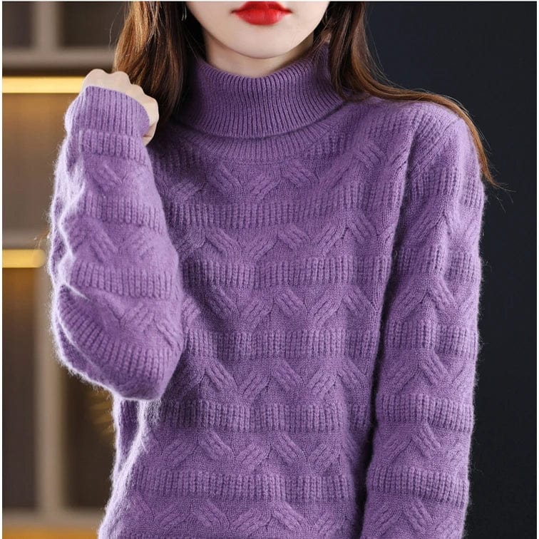 2024 Spring new arrival Ladies turtleneck long sleeve comfortable cable knit women sweater jumper