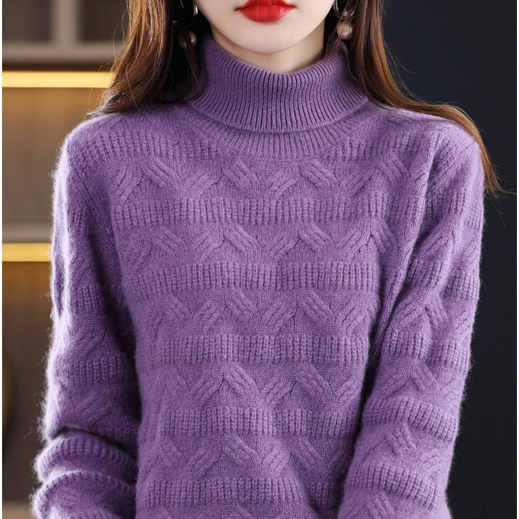 2024 Spring new arrival Ladies turtleneck long sleeve comfortable cable knit women sweater jumper