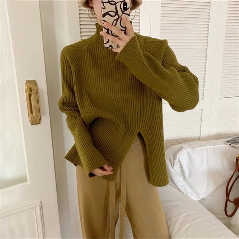 2024 Spring new arrival Ladies turtleneck long sleeve comfortable cable knit women sweater jumper