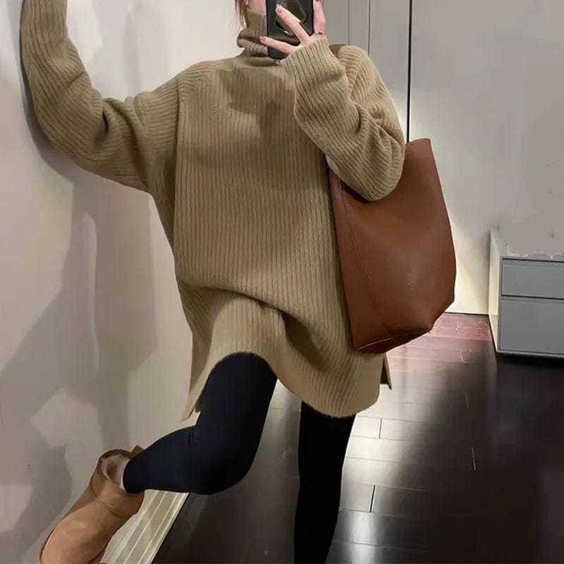 2024 Spring new arrival Ladies turtleneck long sleeve comfortable cable knit women sweater pullover
