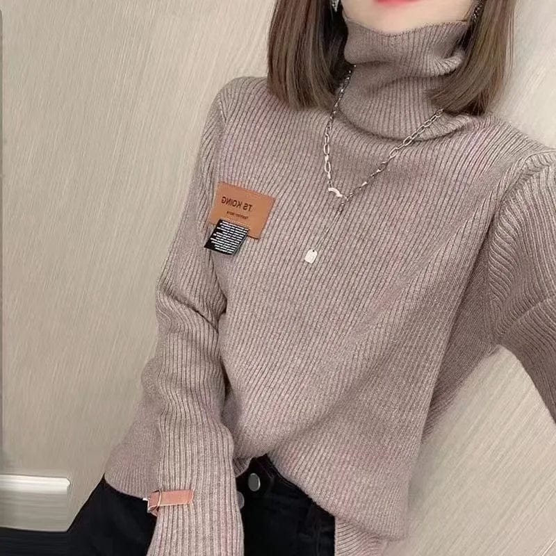 2024 Spring new arrival Ladies turtleneck long sleeve loose comfortable label women sweater jumper