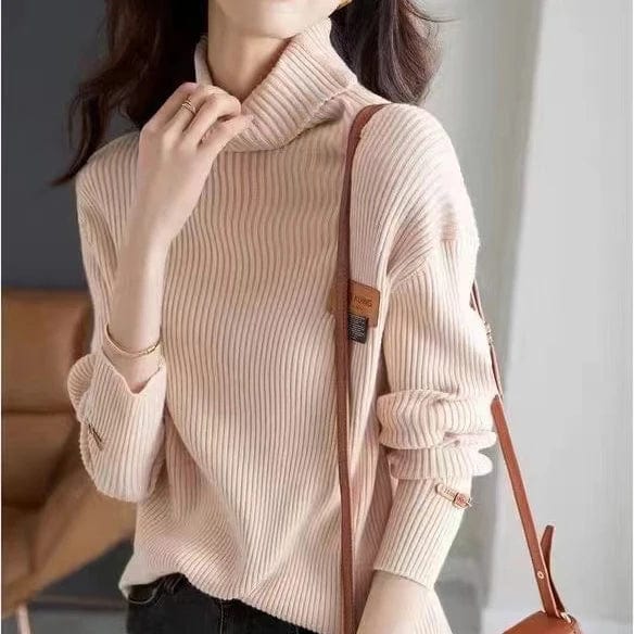 2024 Spring new arrival Ladies turtleneck long sleeve loose comfortable label women sweater jumper
