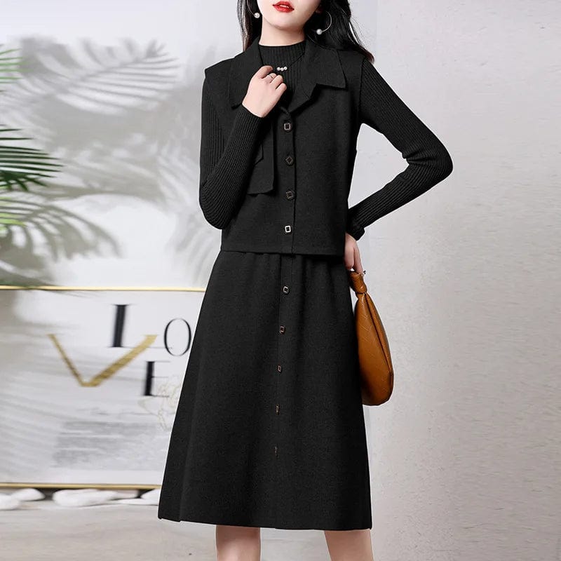 2024 spring new arrival lady dress sweater with suit coat sweater dress set