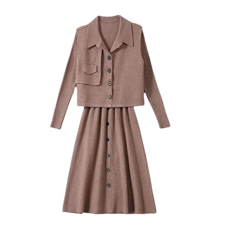 2024 spring new arrival lady dress sweater with suit coat sweater dress set
