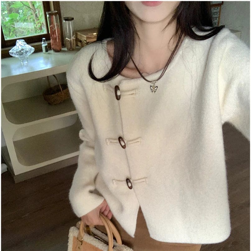 2024 Spring new arrival long sleeve cardigan single breast fashionable women frog chinese style sweater coat