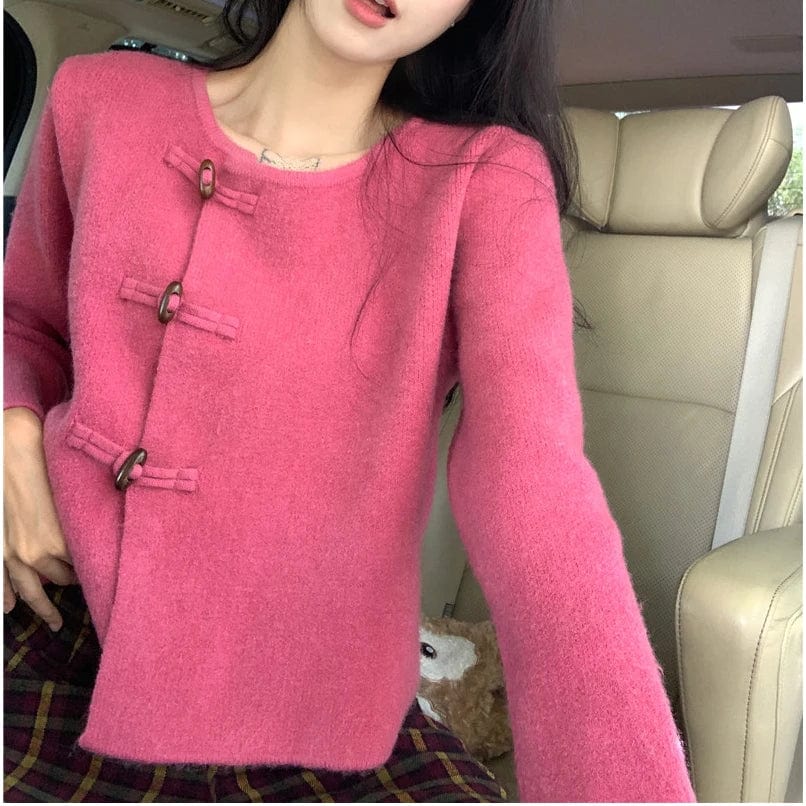 2024 Spring new arrival long sleeve cardigan single breast fashionable women frog chinese style sweater coat