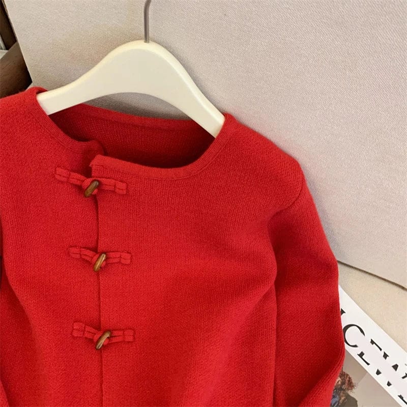 2024 Spring new arrival long sleeve cardigan single breast fashionable women frog chinese style sweater coat