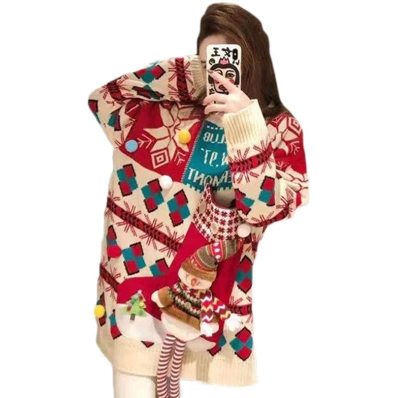 2024 Spring new arrival neck long sleeve loose Christine high quality jacquard sweater pullover jumper