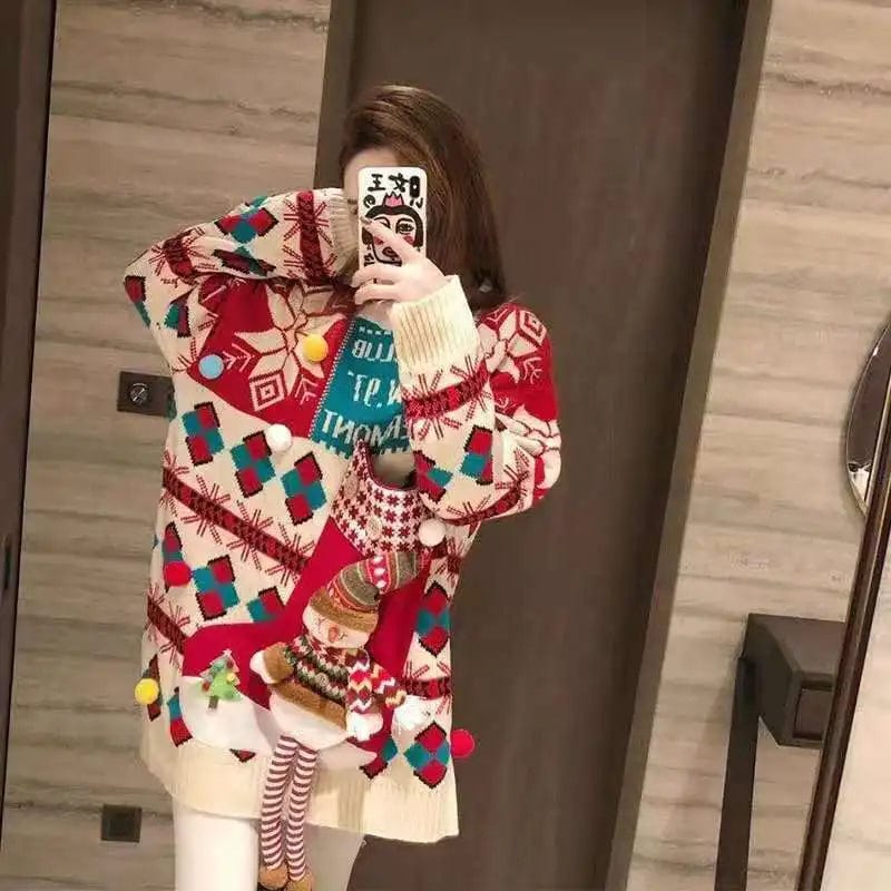 2024 Spring new arrival neck long sleeve loose Christine high quality jacquard sweater pullover jumper
