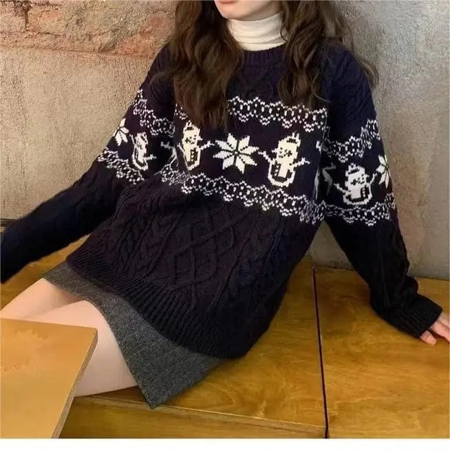 2024 Spring new arrival neck long sleeve loose christmas  new year jacquard sweater jumper