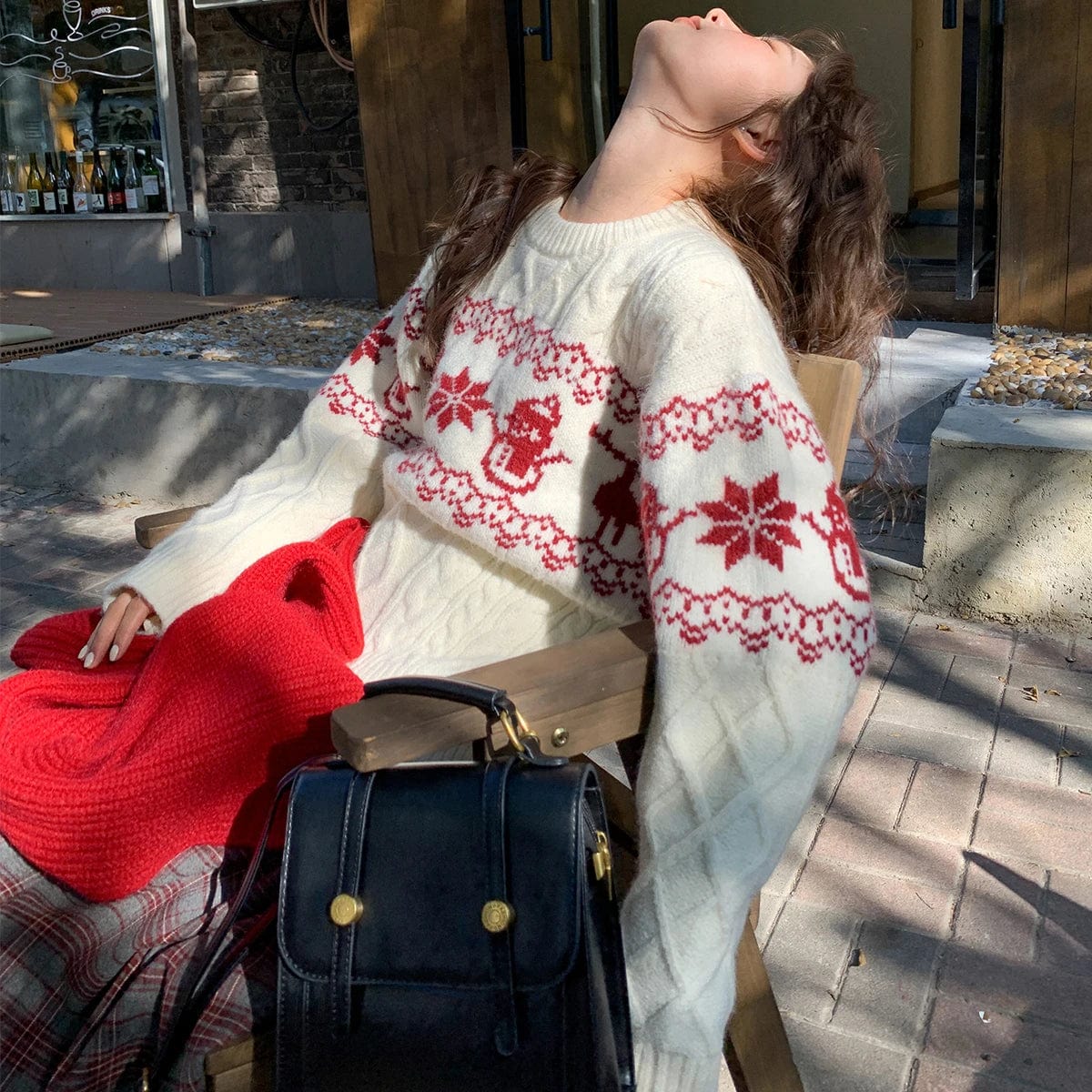 2024 Spring new arrival neck long sleeve loose christmas  new year jacquard sweater jumper