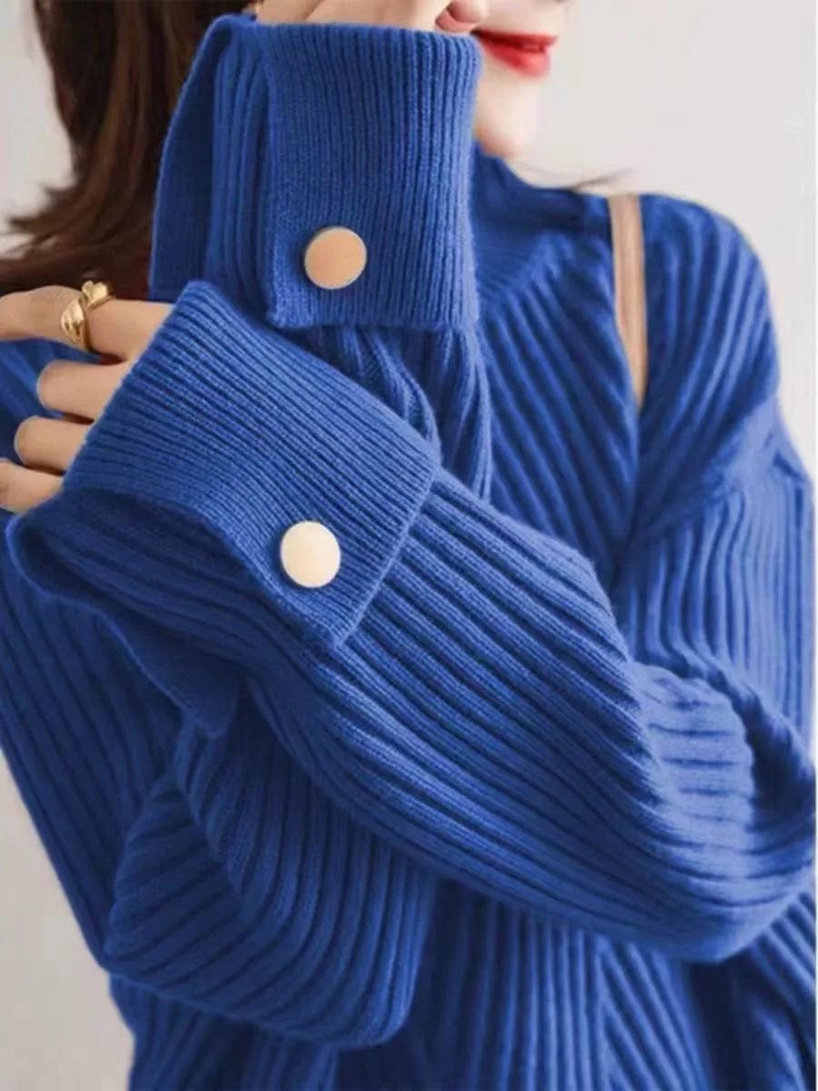 2024 Spring new arrival office lady turtleneck long sleeve comfortable cable knit women sweater jumper