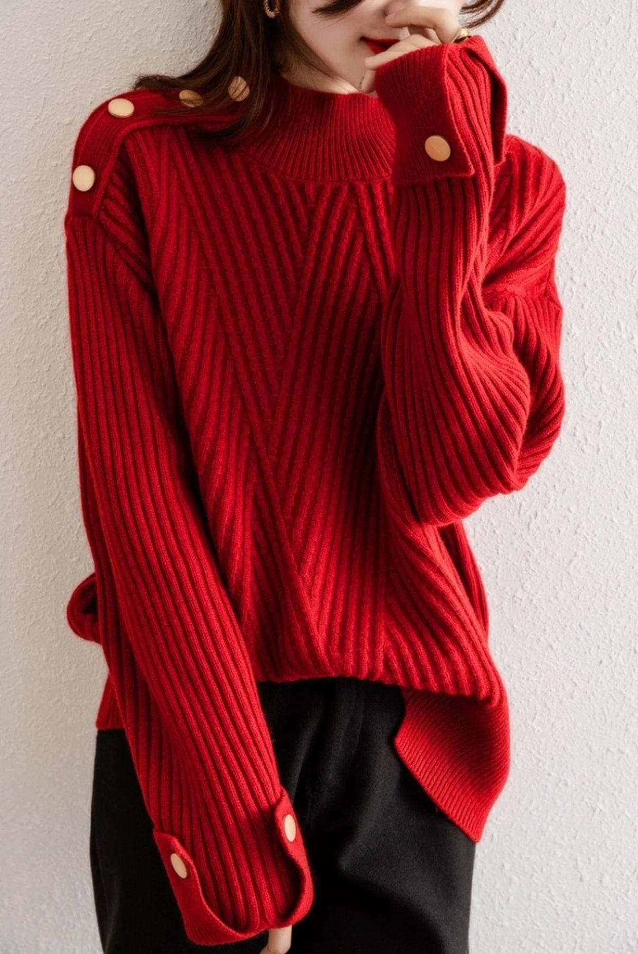 2024 Spring new arrival office lady turtleneck long sleeve comfortable cable knit women sweater jumper