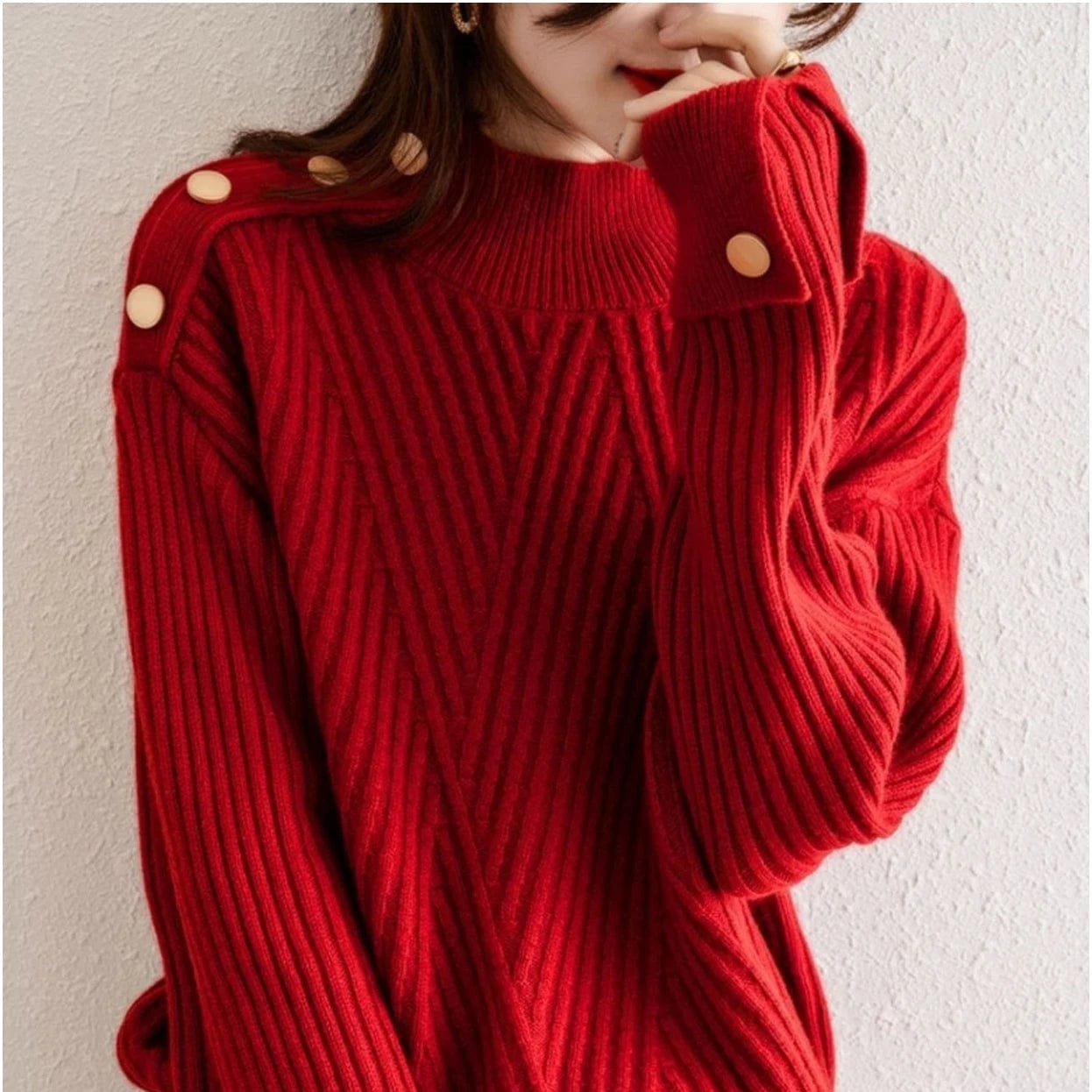 2024 Spring new arrival office lady turtleneck long sleeve comfortable cable knit women sweater jumper