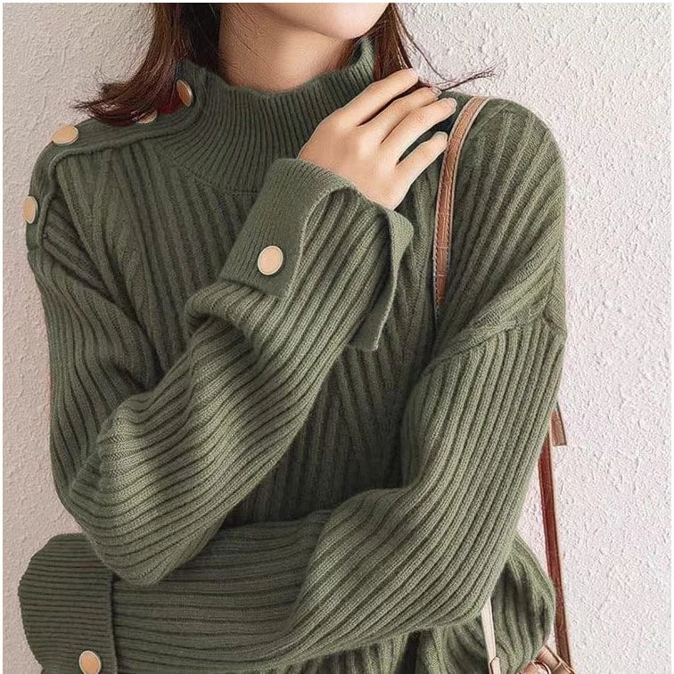 2024 Spring new arrival office lady turtleneck long sleeve comfortable cable knit women sweater jumper