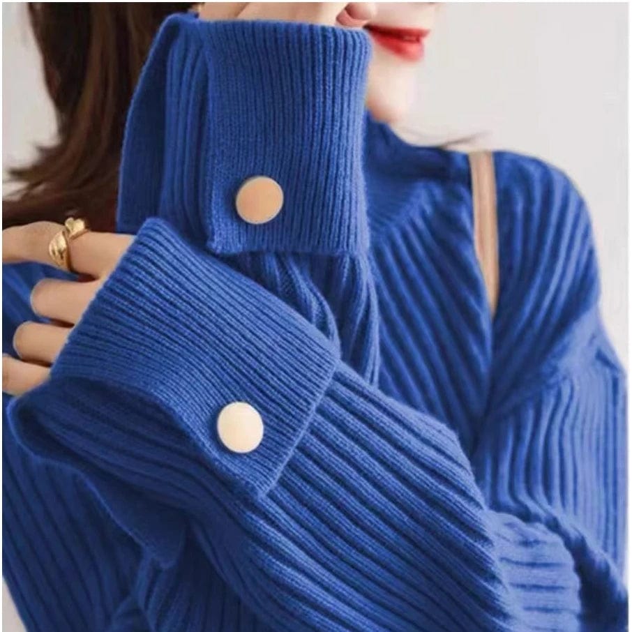 2024 Spring new arrival office lady turtleneck long sleeve comfortable cable knit women sweater jumper