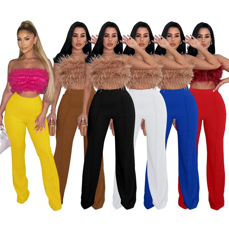 2024 spring new arrivals cheap office ladies women high waist straight zipper up nylon pants formal trousers with back zipper