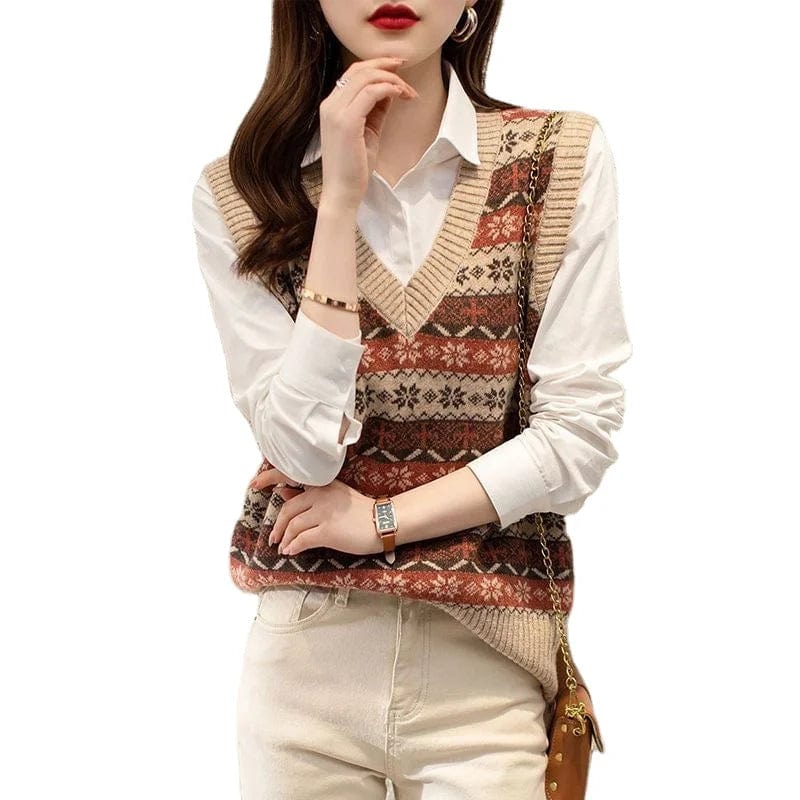 2024 Spring new arrivals fashion women's high quality loose jacquard V-neck vest sleeveless knit sweater