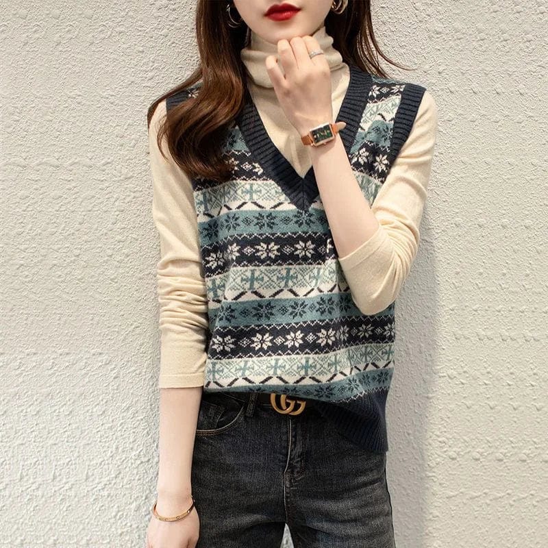 2024 Spring new arrivals fashion women's high quality loose jacquard V-neck vest sleeveless knit sweater