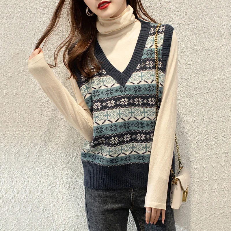 2024 Spring new arrivals fashion women's high quality loose jacquard V-neck vest sleeveless knit sweater