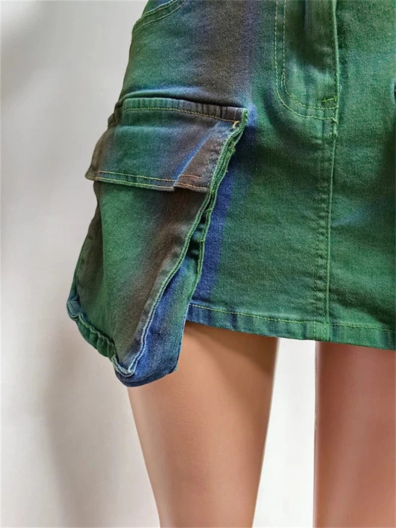 2024 spring summer new arrivals women ladies denim jeans cargo skirt and jeans top jacket two 2 piece set outfit for women jeans