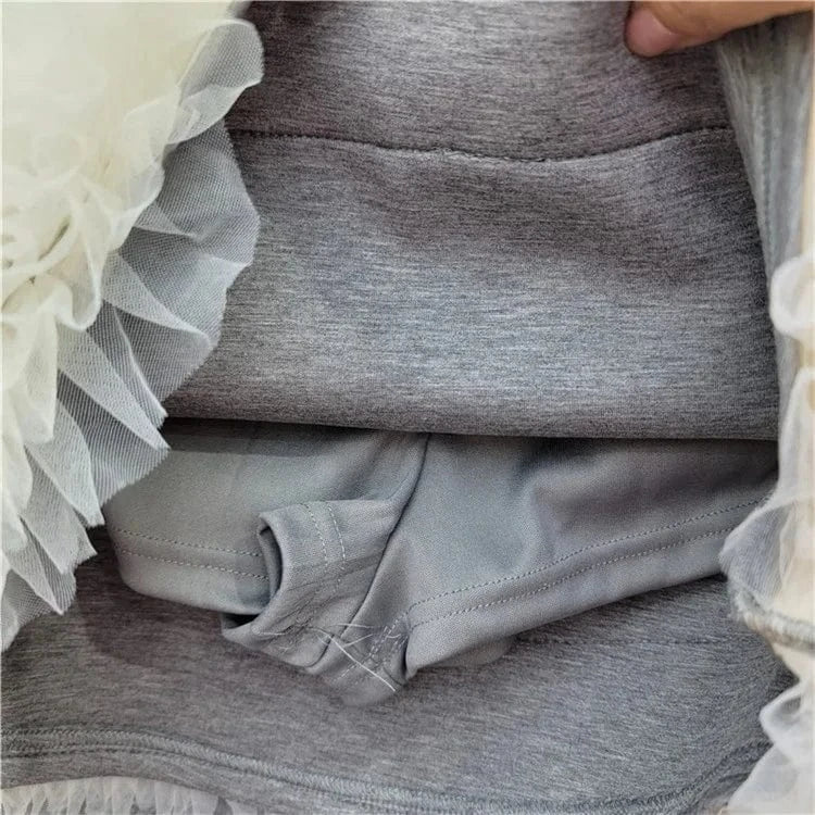 2024 Spring Summer New Drawstring Elastic Waist Pocket Multi Layer Lace Decoration Mini Skirt Women