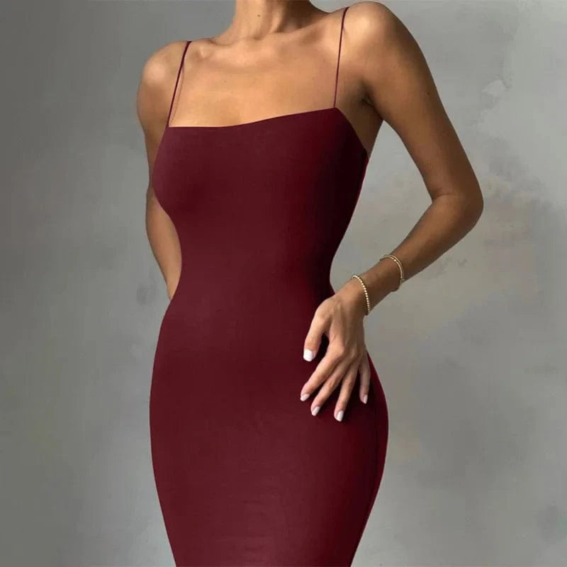 2024 Spring Summer New Women's Clothing Sexy Strap Temperament Strap Long Dress Fashion Slim Fit Dress Women