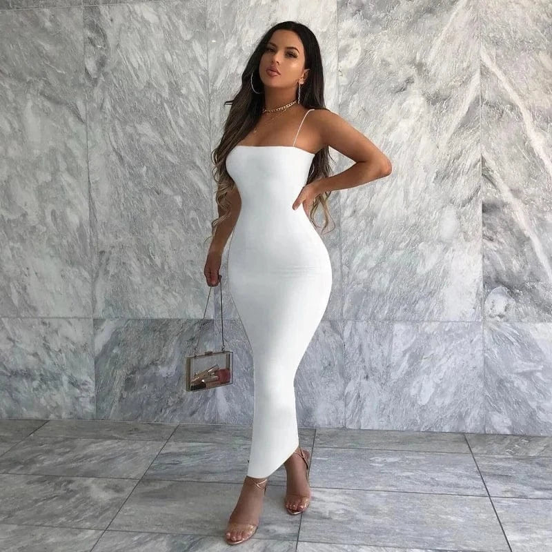 2024 Spring Summer New Women's Clothing Sexy Strap Temperament Strap Long Dress Fashion Slim Fit Dress Women