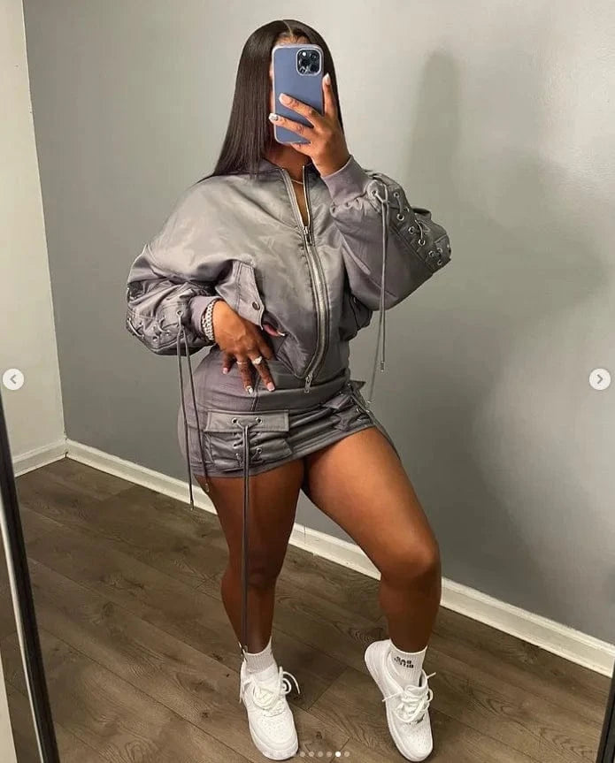 2024 spring trendy boutique autumn designer fashion 2 piece skirt and jackets set for women