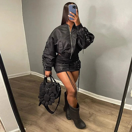 2024 spring trendy boutique autumn designer fashion 2 piece skirt and jackets set for women