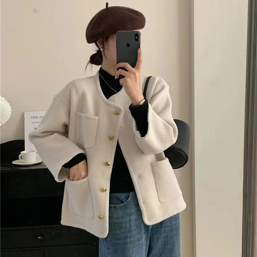 2024 Spring woman crew neck long sleeve elegant cardigan high quality sweater coat