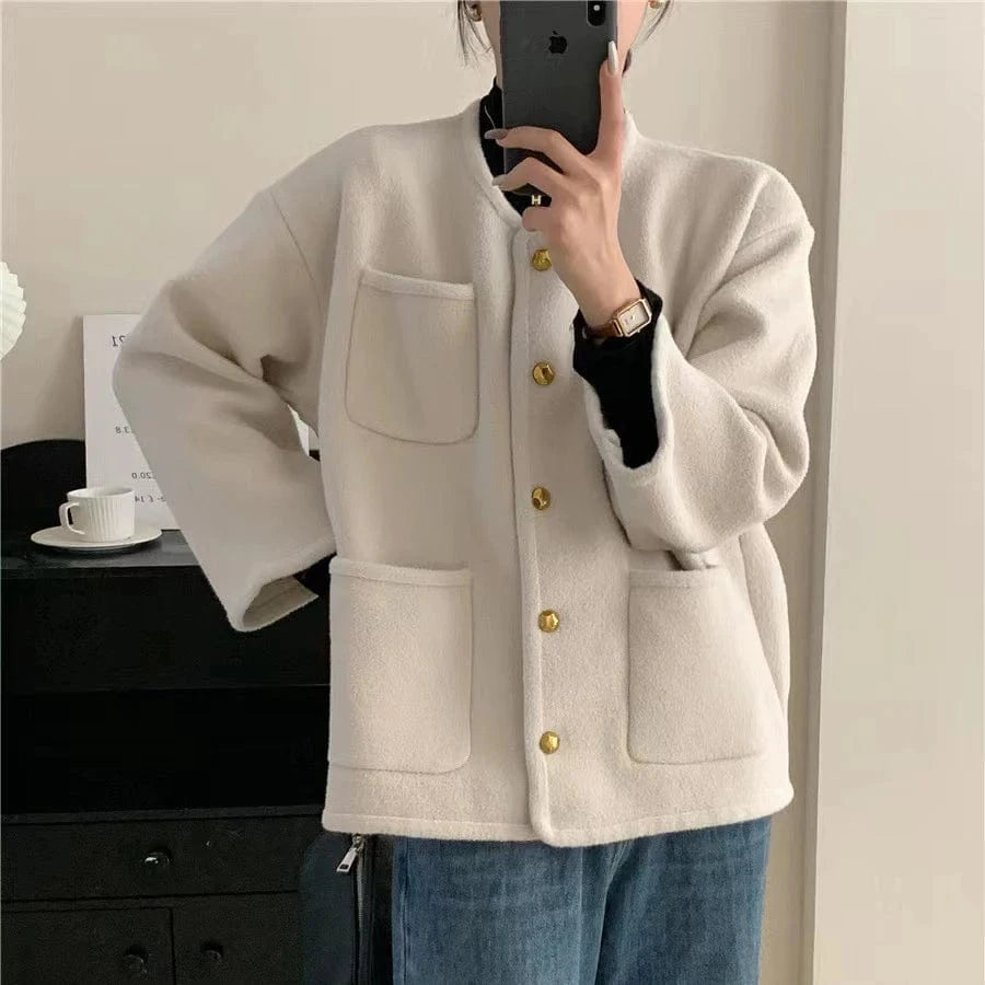 2024 Spring woman crew neck long sleeve elegant cardigan high quality sweater coat