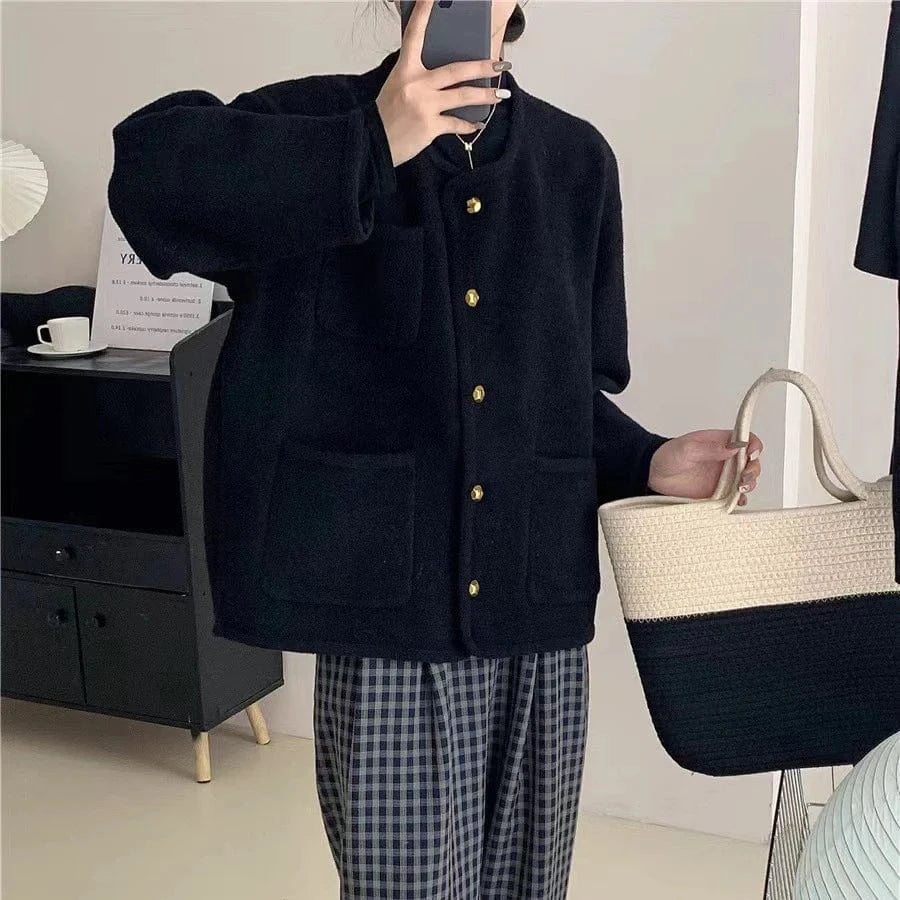 2024 Spring woman crew neck long sleeve elegant cardigan high quality sweater coat