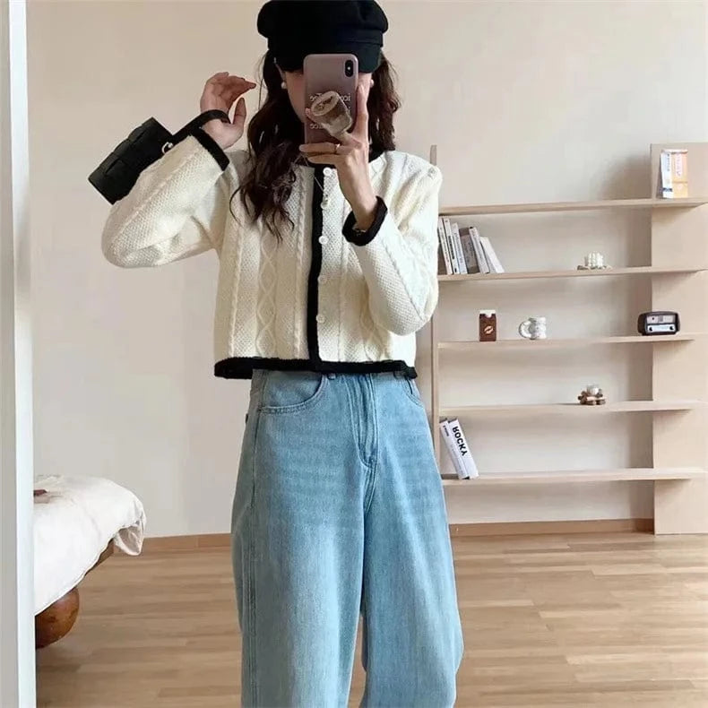 2024 Spring woman new arrival crew neck long sleeve elegant cardigan vintage style sweater coat