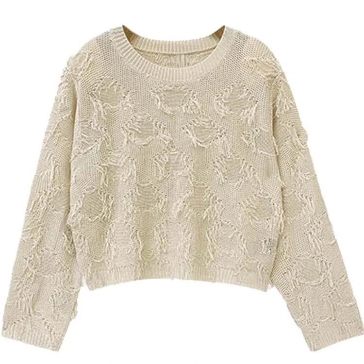 2024 Spring women new arrival crew neck long sleeve loose solid Fluffy thin pullover sweater jumper