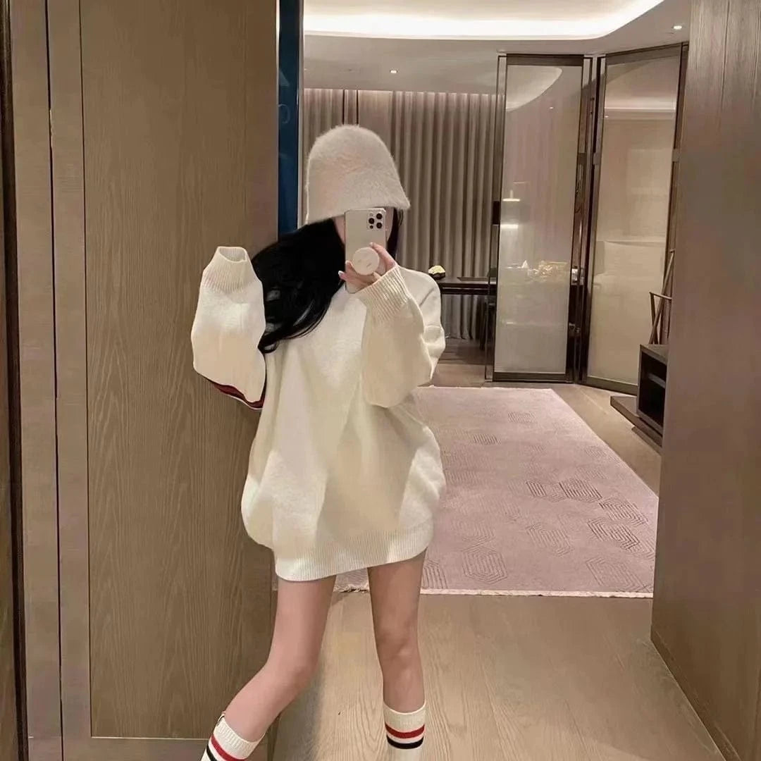 2024 Spring women new arrival crew neck long sleeve oversize cartoon animal classic jacquard sweater jumper