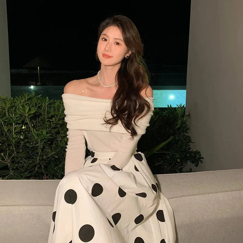 2024 Spring women new arrival long sleeve loose off-shoulder sexy sweater jumper