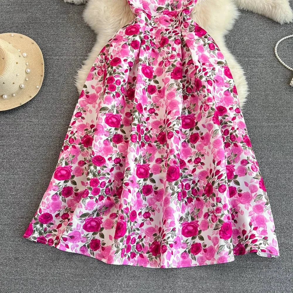 2024 Stock Women Manufacturers Clothes Wholesale Vintage Elegant Lady Floral American Long Evening Casual Dresses