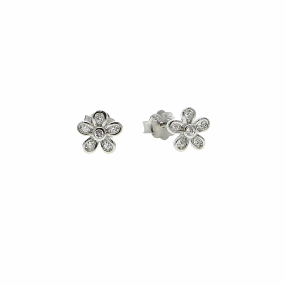 2024 summer 925 sterling silver delicate stud minimal flower cz silver earring