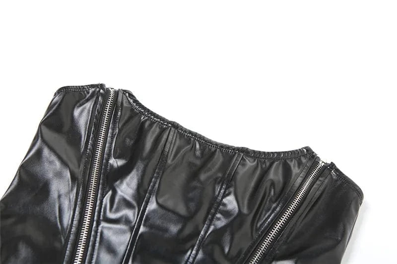 2024 summer boutique pu leather crop top sexy club wear ladies women tank tops