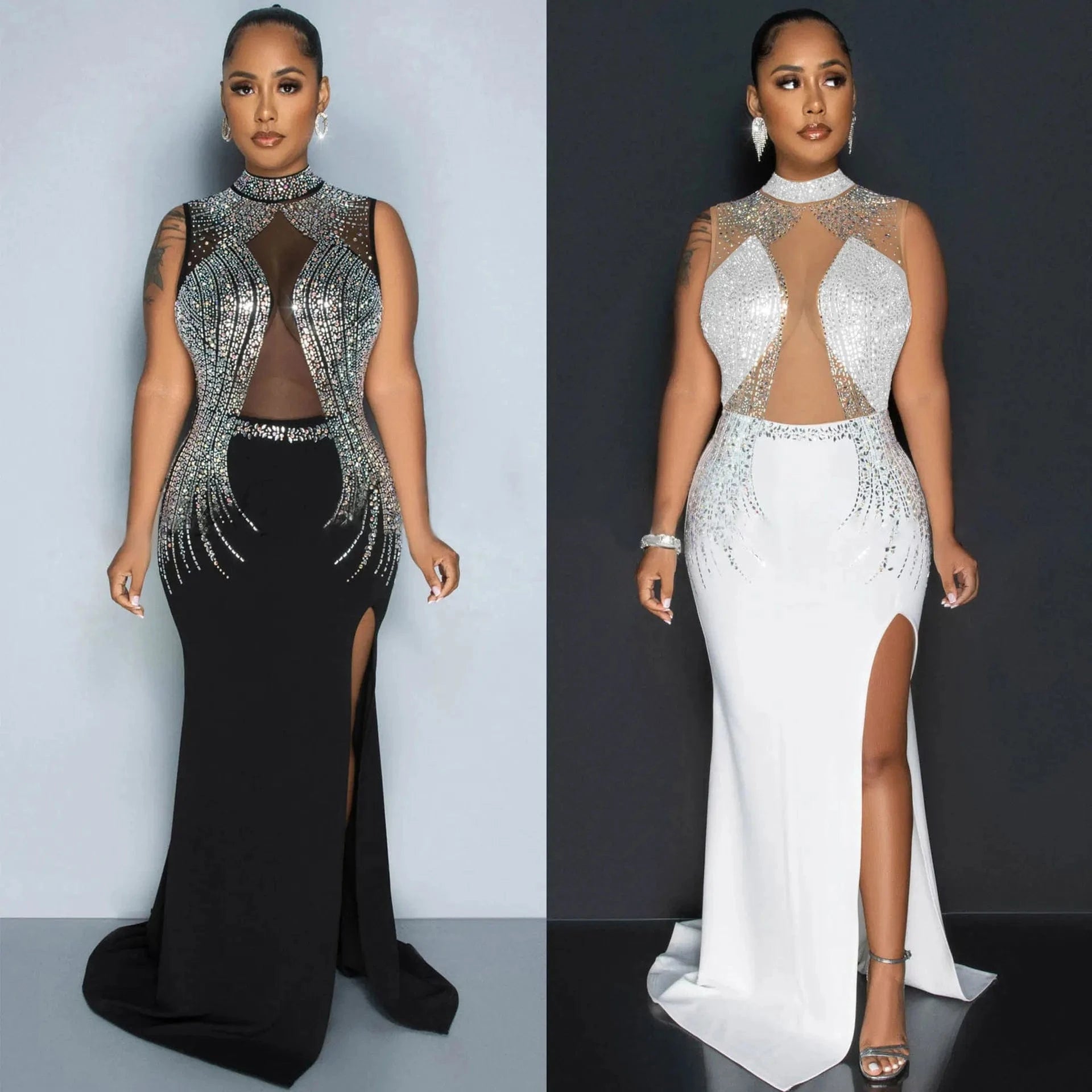 2024 summer boutique trendy popular evening party diamond sleeveless maxi women's dresses