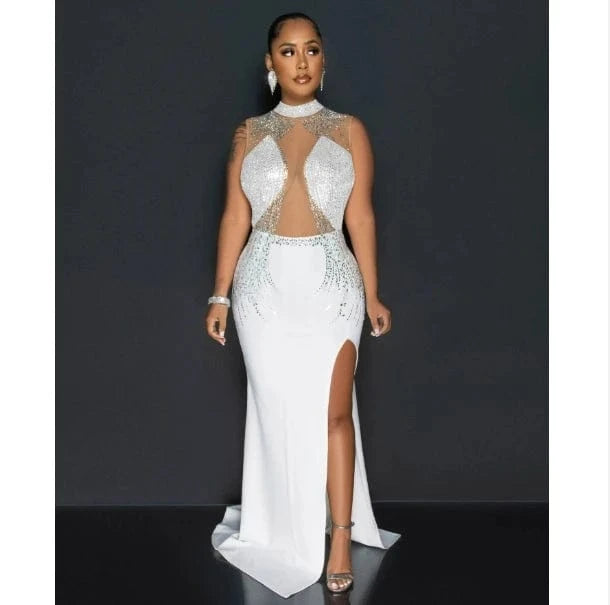 2024 summer boutique trendy popular evening party diamond sleeveless maxi women's dresses