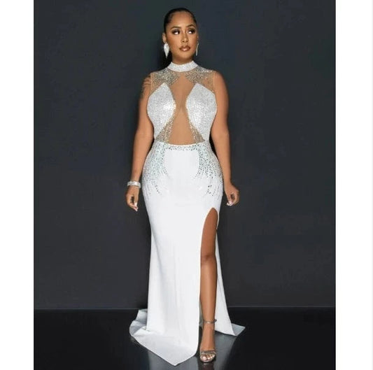 2024 summer boutique trendy popular evening party diamond sleeveless maxi women's dresses