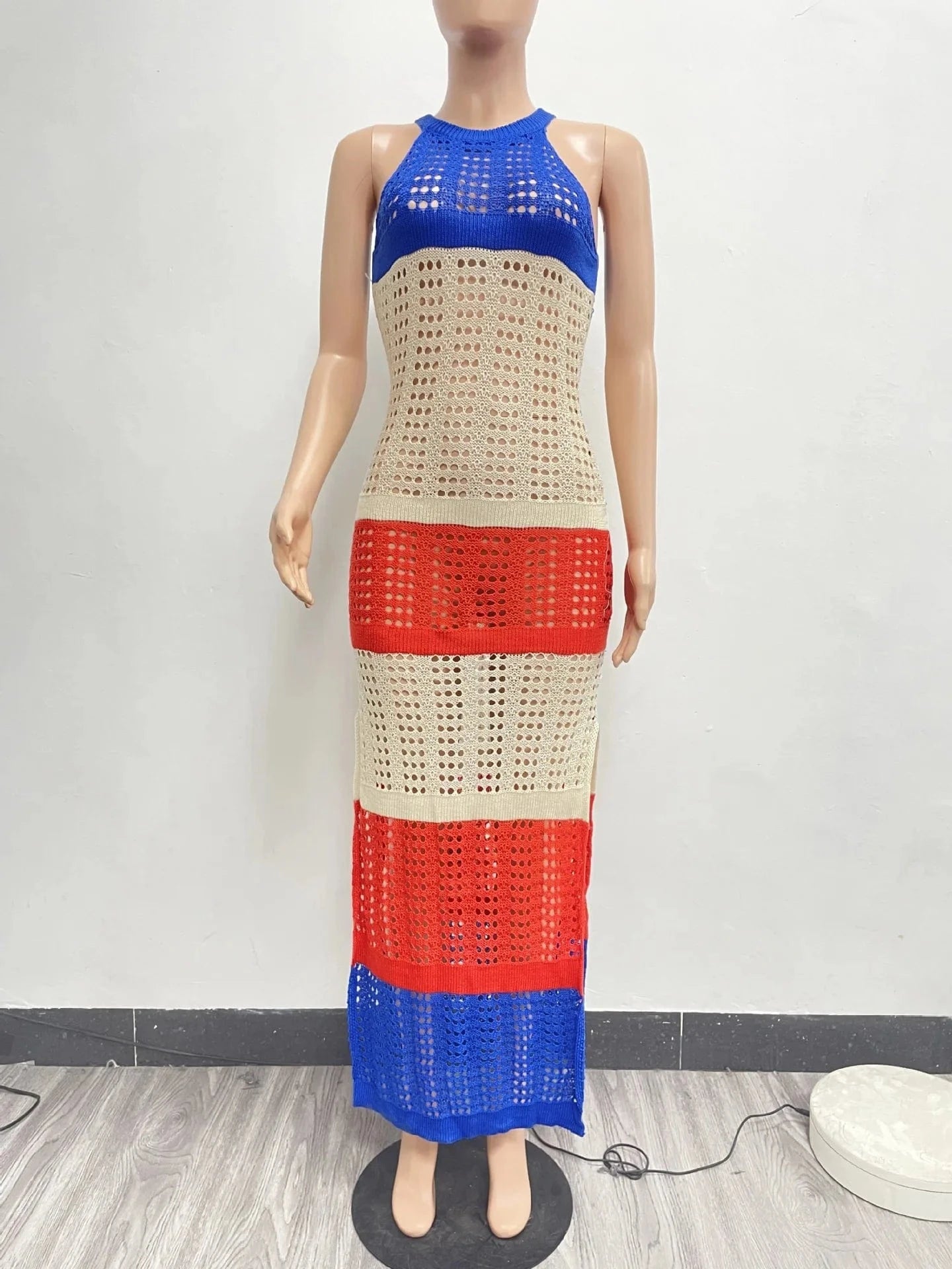 2024 summer boutique trendy popular S-2XL fashion knitted maxi women's dresses