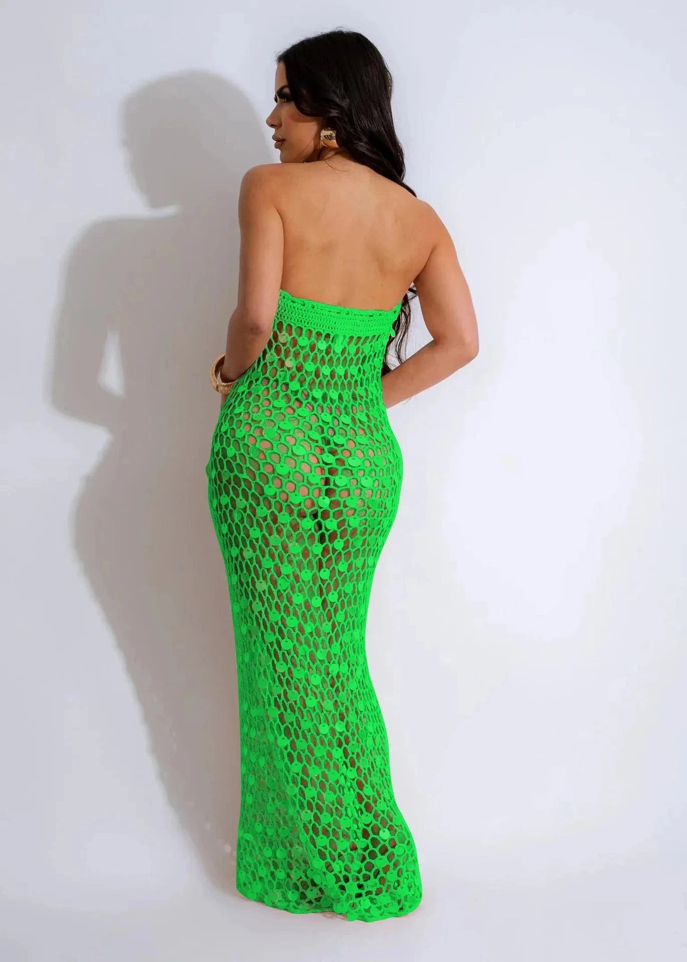 2024 summer boutique trendy popular S-2XL sleeveless maxi beachwear knitted women's dresses