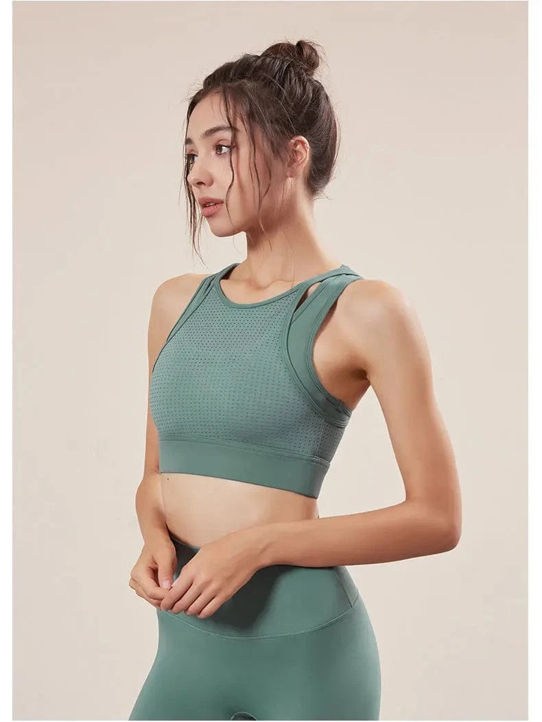 2024 summer Breathable Mesh Running Sports Underwear Women Shockproof Fitness Yoga Bra